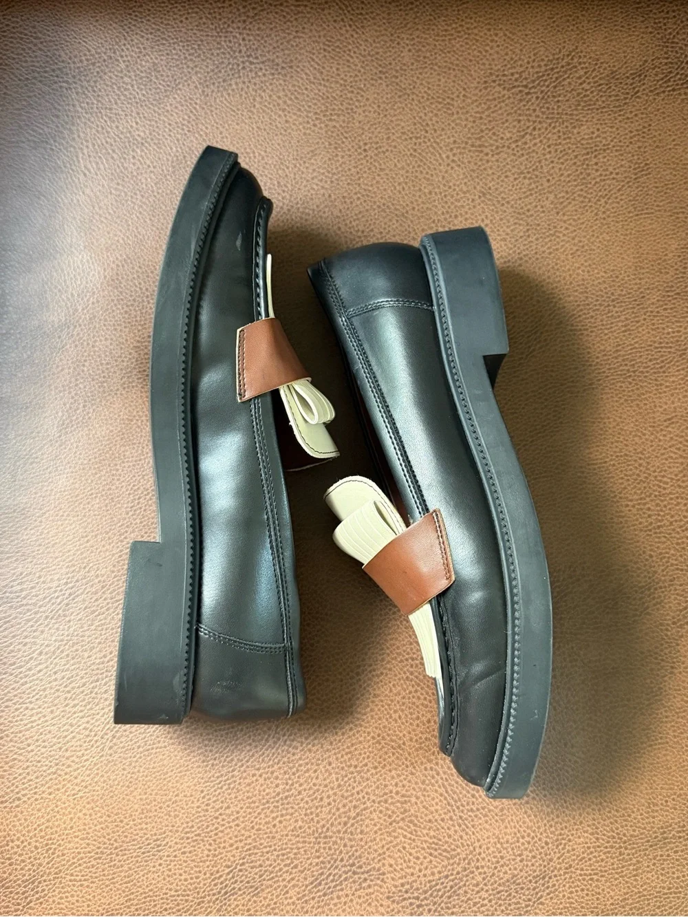 Marc Fisher Women's Black, Cream & Brown Kiltie Fringe Loafers - Picture 7 of 8